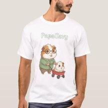 Papa Cavy - Cute Guinea Pappa Tee Far-dagen Gris