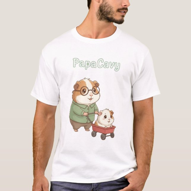 Papa Cavy - Cute Guinea Pappa Tee Far-dagen Gris (Framsida)