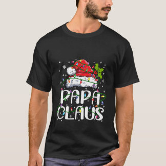 Papa Claus Christmas Lights Pajama Family Matching T Shirt