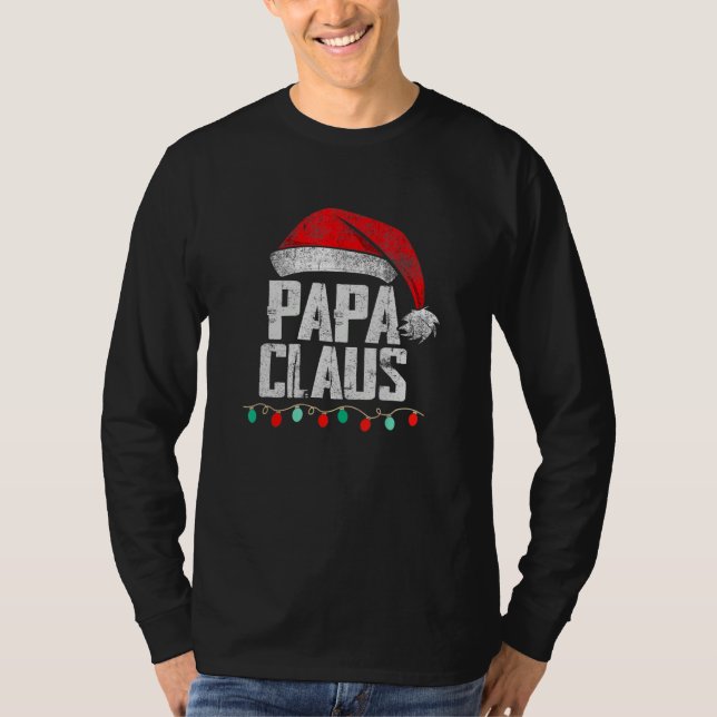 Papa Claus Christmas Pajama Family Matching Xmas L T Shirt (Framsida)