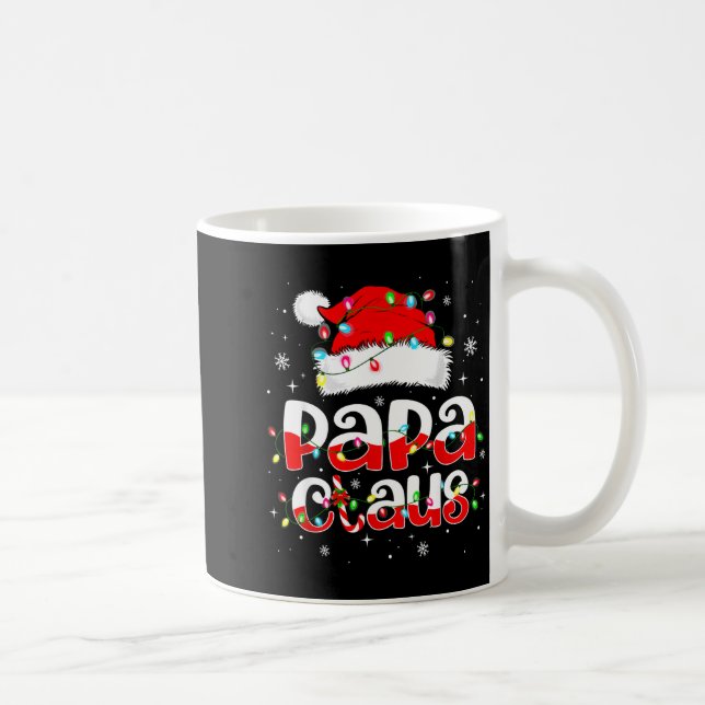 Papa Claus Funny Christmas Lights Pajama Family Ma Kaffemugg (Höger)