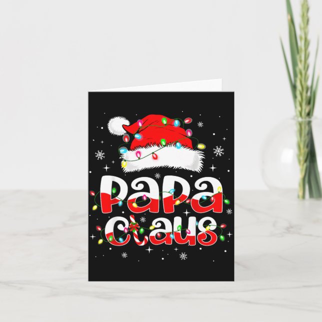 Papa Claus Funny Christmas Lights Pajama Family Ma Kort (Framsida)
