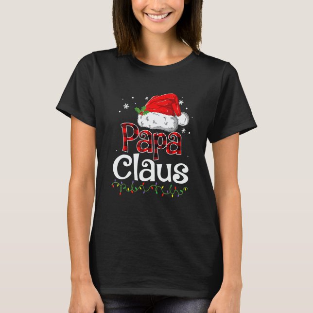 Papa Claus Santa Christmas Pajama Matching Family T Shirt (Framsida)