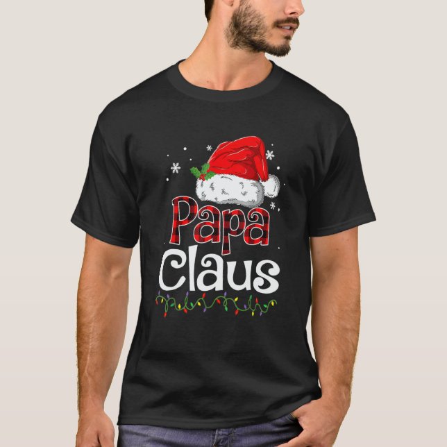 Papa Claus Santa Christmas Pajama Matching Family T Shirt (Framsida)