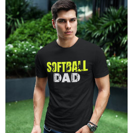 Papa de Softball Linda Letras verdes Softball dad T Shirt