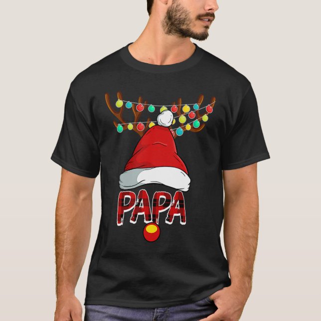 Papa Deer Matching Family Christmas Reindeer Face T Shirt (Framsida)