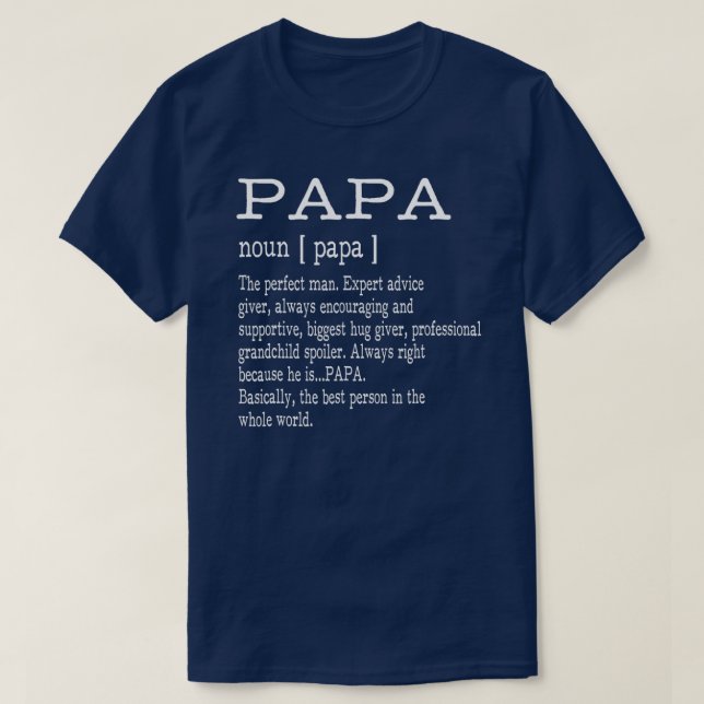 Papa Definition Grandpa Father's Day Men  T Shirt (Design framsida)