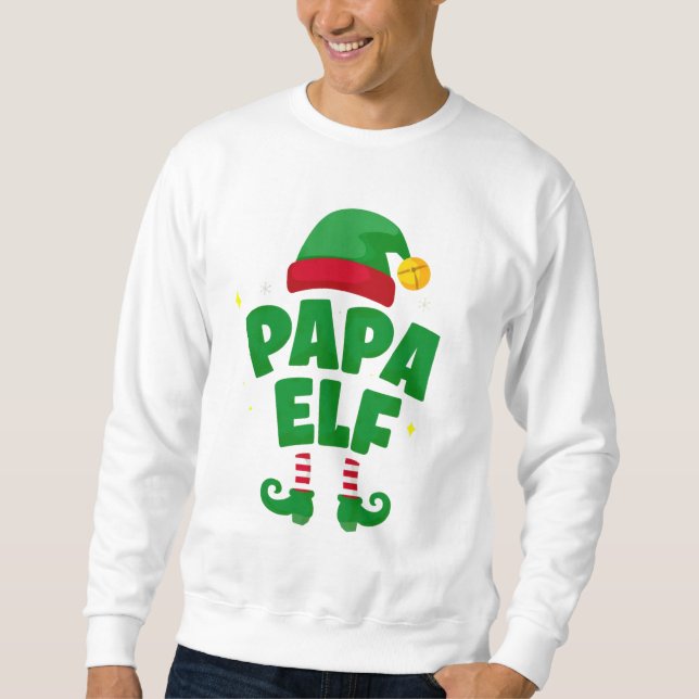 Papa Elf Christmas Family Pajama Design Lång Ärmad Tröja (Framsida)