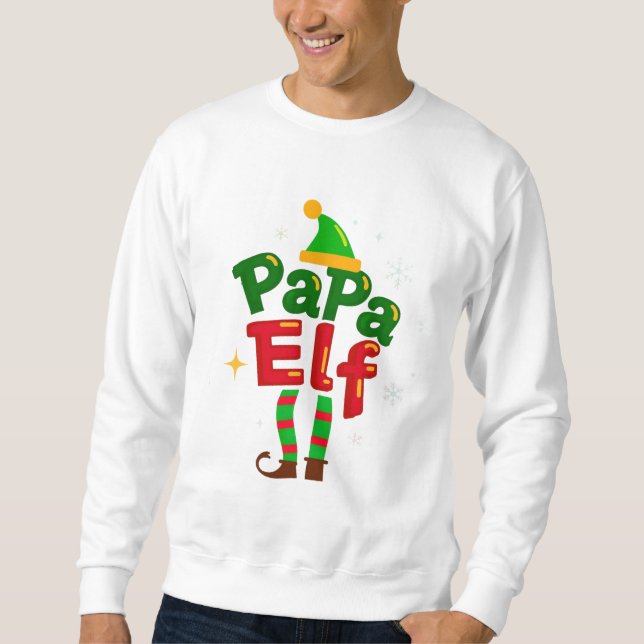 Papa Elf Christmas Family Pajama Design Lång Ärmad Tröja (Framsida)
