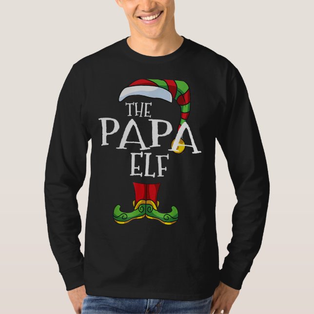 Papa Elf Family Matching Christmas Group T Shirt (Framsida)