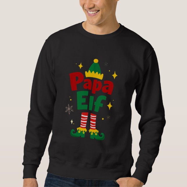 Papa Elf Jul Familj Pyjamas Design Lång Ärmad Tröja (Framsida)