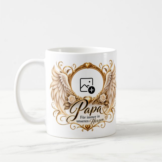 Papa - Erinnerungstasse mit Foto  Kaffemugg (Vänster)