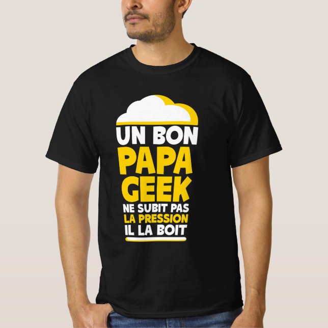 Papa Geek Bière Pression T Shirt (Framsida)