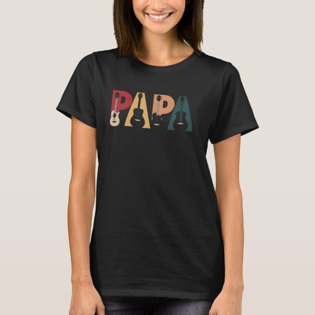 Papa Gitarr Fars dagsspresentidé för pappa gitarr T Shirt (Framsida)