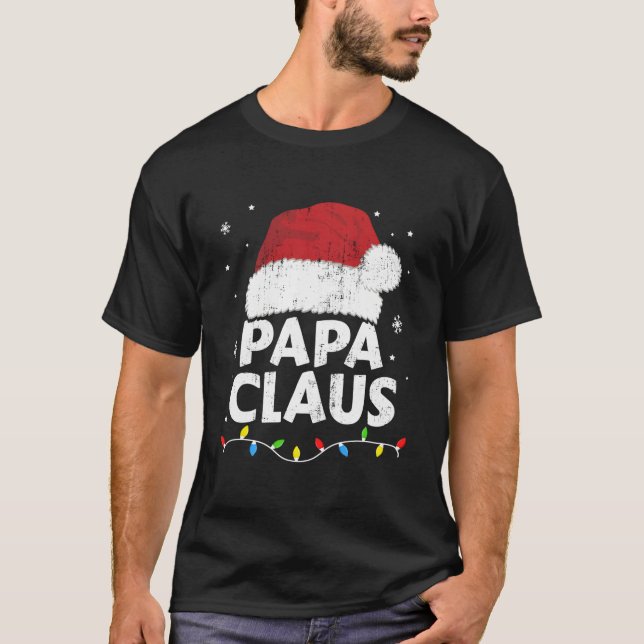 Papa Grandpa Claus Lights Family Pajama T Shirt (Framsida)