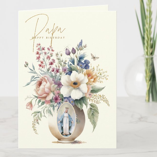PAPA Grattis på födelsedagen Blommig Religiös Tack Kort (Skapare uppladdad)