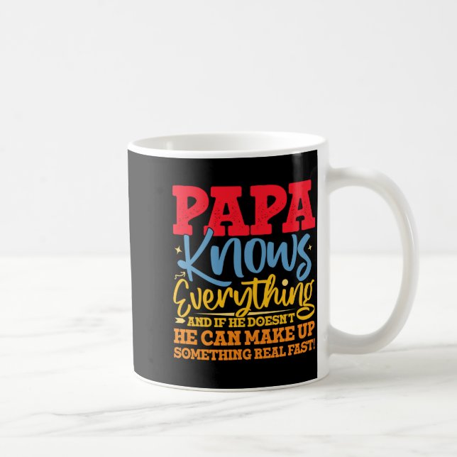 Papa Know Everything Fathers Day Cool Father Funny Kaffemugg (Höger)