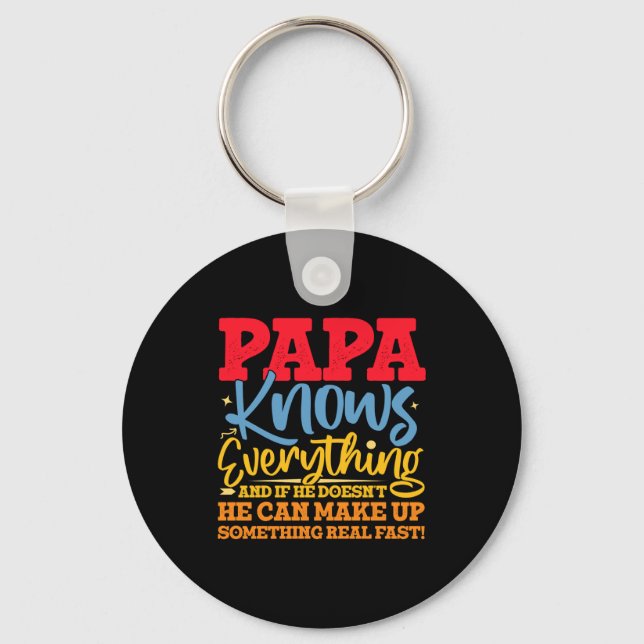 Papa Know Everything Fathers Day Cool Father Funny Nyckelring (Framsida)