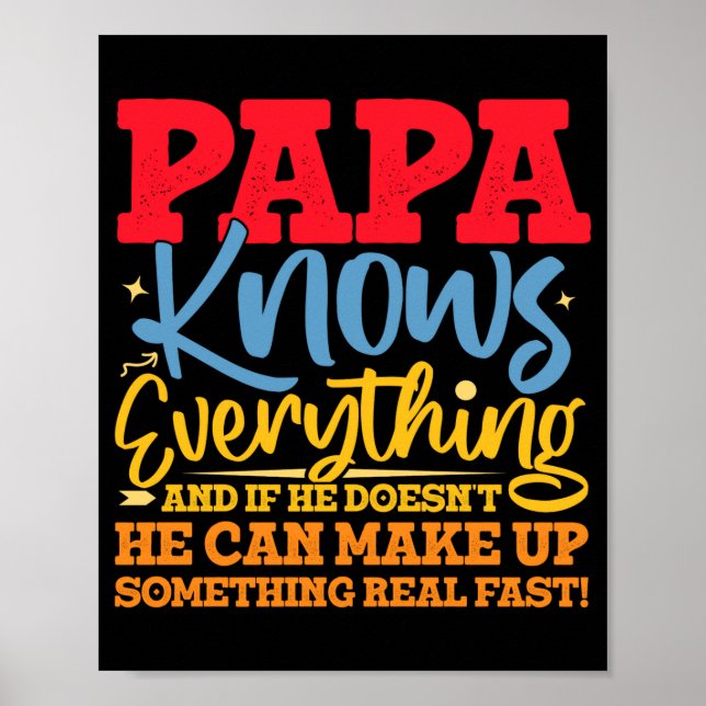 Papa Know Everything Fathers Day Cool Father Funny Poster (Framsidan)