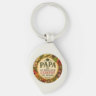 Papa Le Meilleur Cuistot du Monde Swirl Silverfärgad Nyckelring