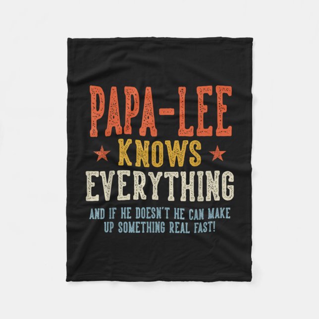 Papa-lee vet allt fars dag retro fleecefilt (Framsidan)