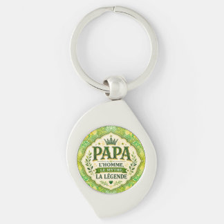 Papa, L'Homme, Le Mythe, La Légende Swirl Silverfärgad Nyckelring