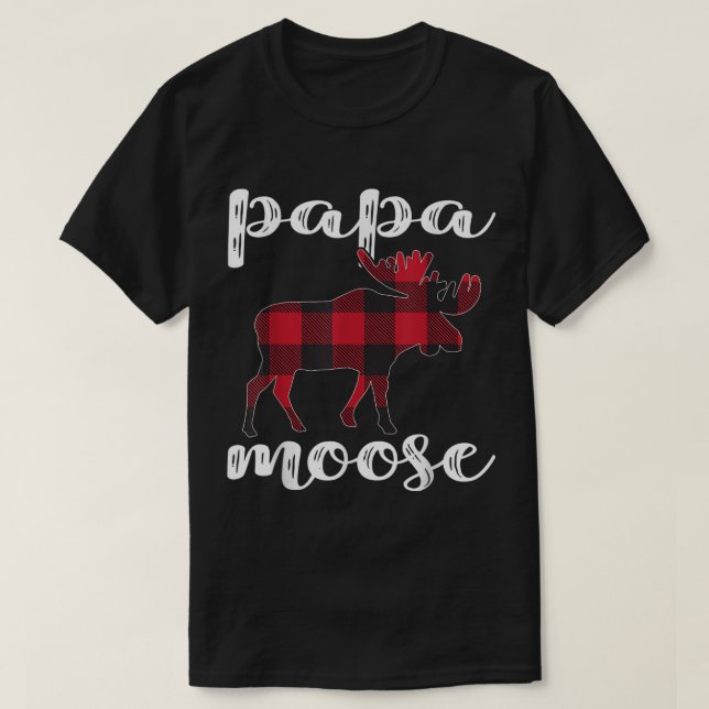 Papa Moose Buffalo Plaid Family Christmas T Shirt (Design framsida)