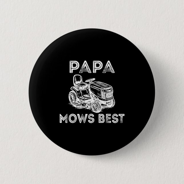 Papa Mows Funny Lawn Mower Father's Day Grandpa  Knapp (Framsida)