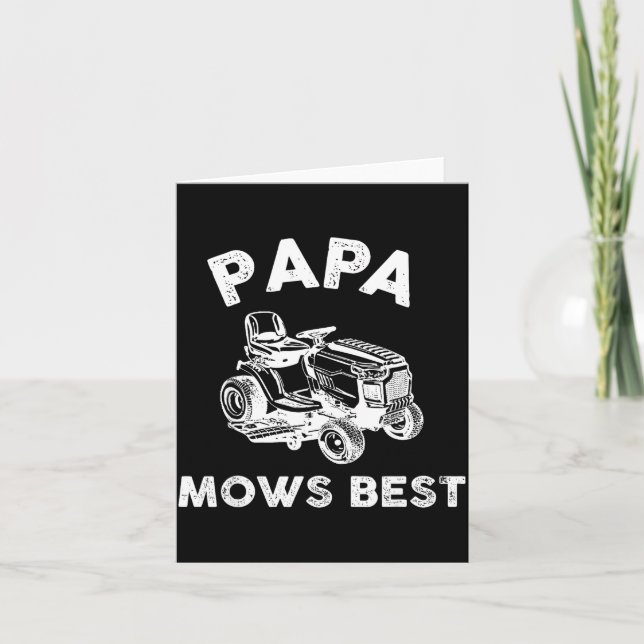 Papa Mows Funny Lawn Mower Father's Day Grandpa  Kort (Framsida)