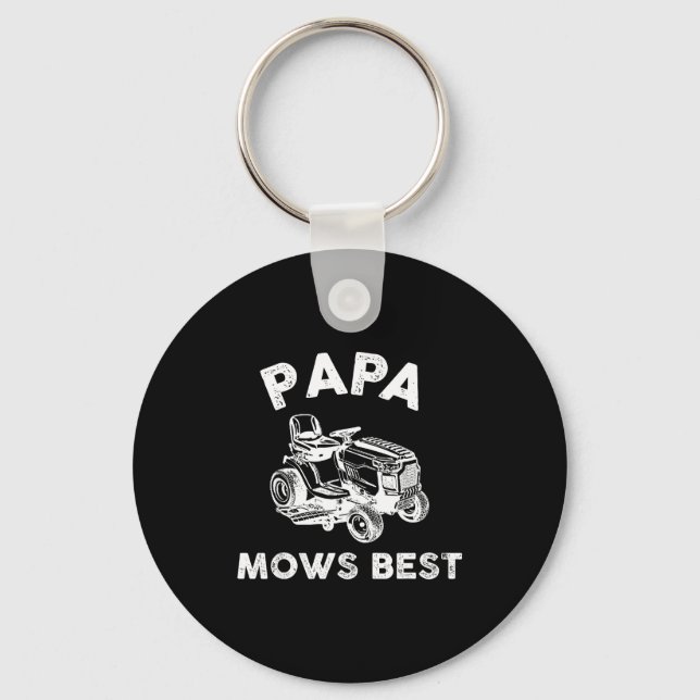 Papa Mows Funny Lawn Mower Father's Day Grandpa  Nyckelring (Framsida)