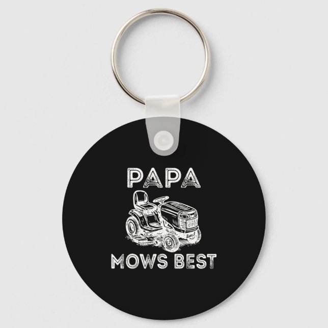 Papa Mows Funny Lawn Mower Father's Day Grandpa  Nyckelring (Framsida)