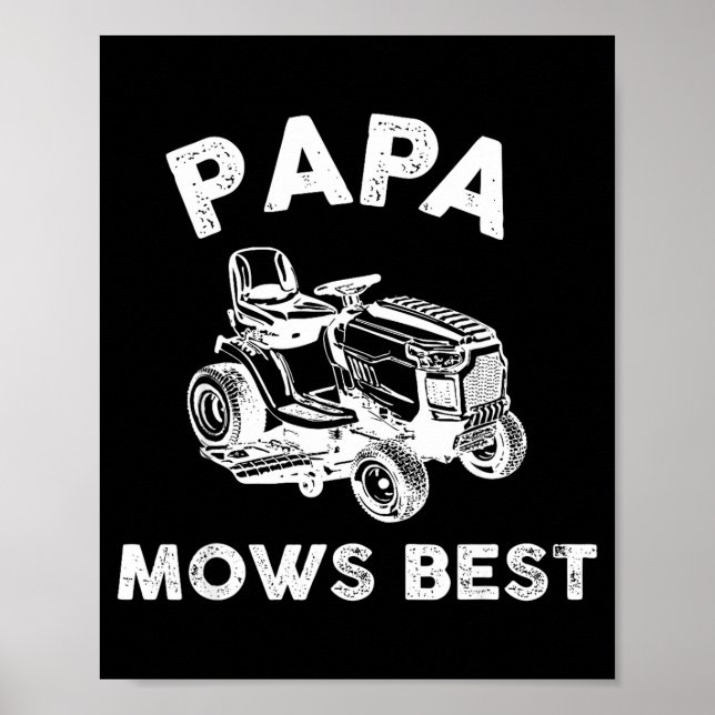 Papa Mows Funny Lawn Mower Father's Day Grandpa  Poster (Framsidan)