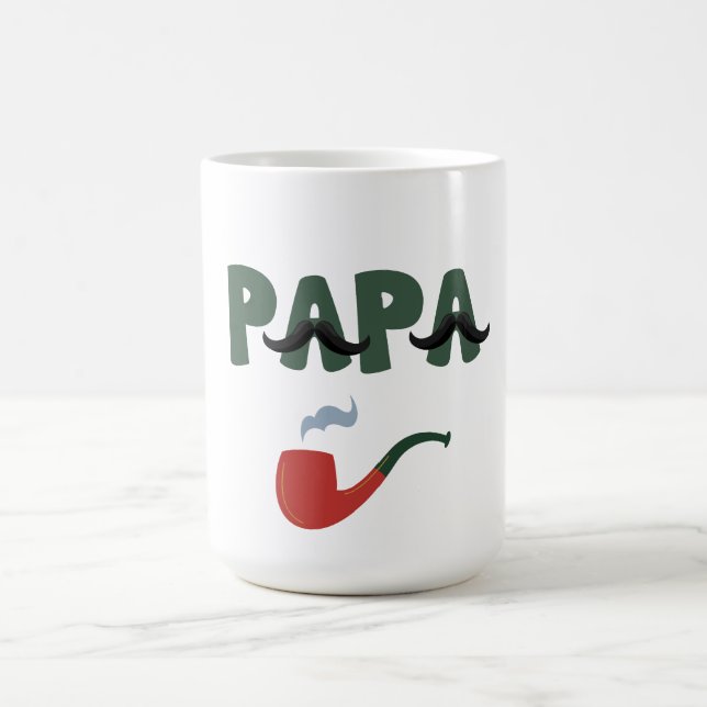 Papa mustache father day white  kaffemugg (Center)