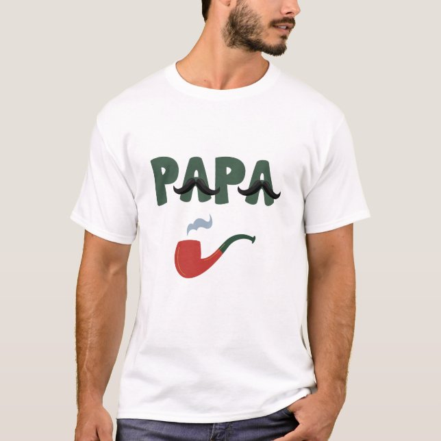 Papa mustache father day white T-Shirt (Framsida)