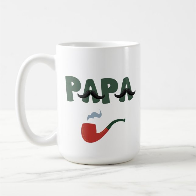 Papa mustache funny fathers day  kaffemugg (Vänster)