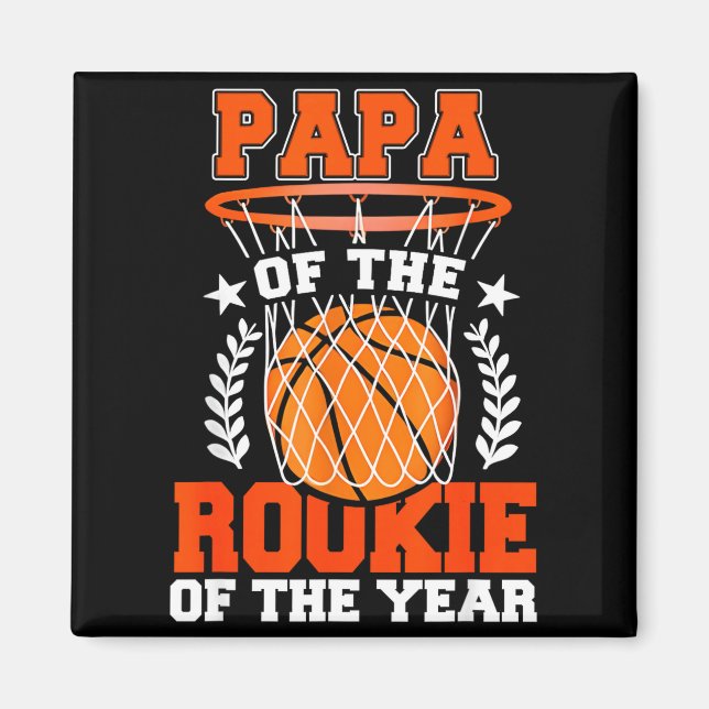 Papa Of Rookie 1st Basketball Bday Theme Matching  Magnet (Framsidan)