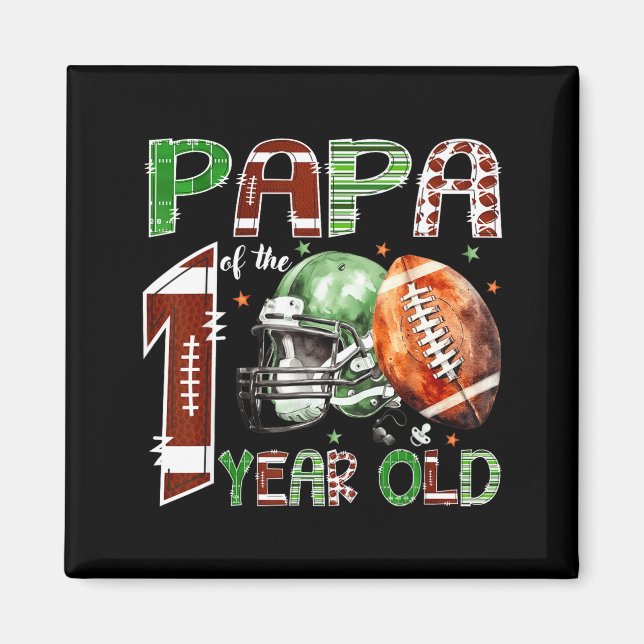 Papa Of The 1 Year Old Football Lover 1st Birthday Magnet (Framsidan)