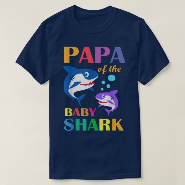 Papa Of The Baby Birthday Shark Papa Shark Christm T Shirt (Design framsida)