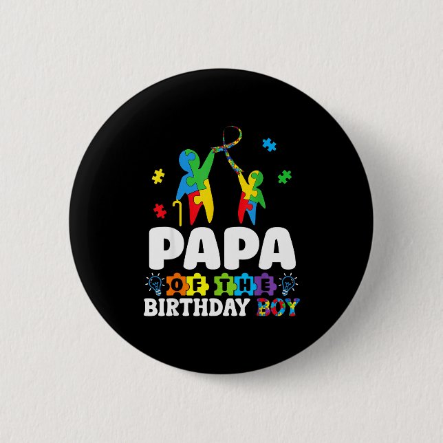 Papa Of The Birthday Boy Autism Awareness Support  Knapp (Framsida)