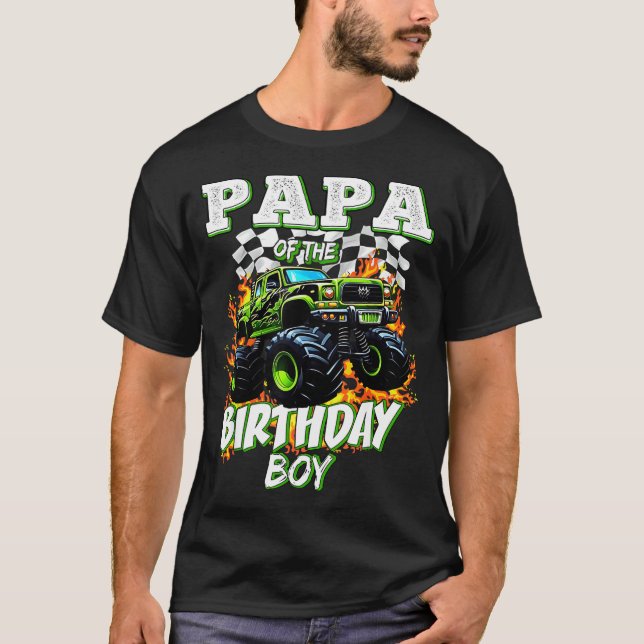 Papa Of The Birthday Boy Monster Truck Birthday Ki T Shirt (Framsida)