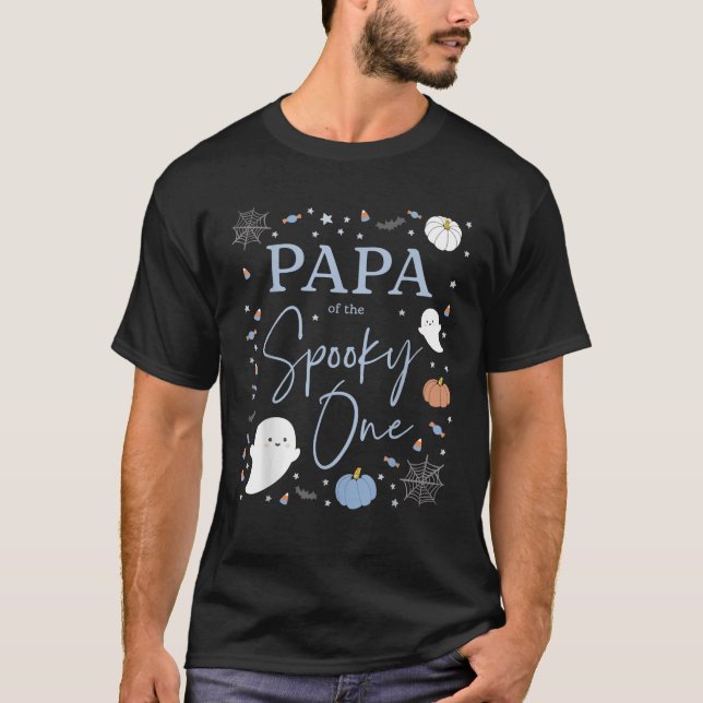 Papa of the Spooky One First Birthday Blue Boy 1st T Shirt (Framsida)