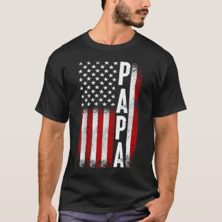 Papa Patriotic American USA Flag Best Papa Ever T Shirt