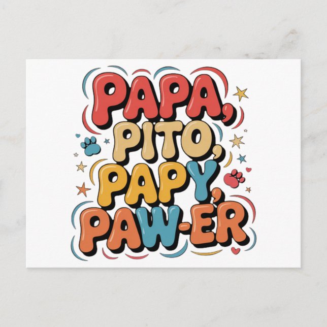 Papa Pito Pappy Pawer Helg Vykort (Framsida)