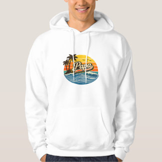 Papa Retro Solnedgång Namn Design Hoodie
