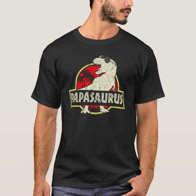 Papa Saurus Dinosaur Papasaurus Rex Family Matchin T Shirt (Framsida)