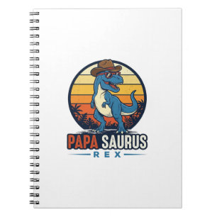 Papa Saurus Rex Cowboy Dinosaur Vintage Tröja_1 Anteckningsbok