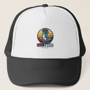 Papa Saurus Rex Cowboy Dinosaur Vintage Tröja_1 Keps