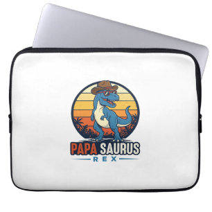 Papa Saurus Rex Cowboy Dinosaur Vintage Tröja_1 Laptop Fodral