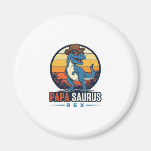 Papa Saurus Rex Cowboy Dinosaur Vintage Tröja_1 Magnet