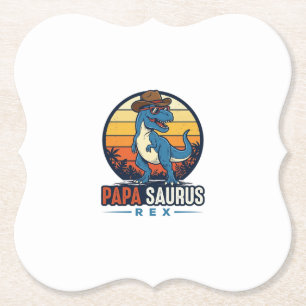 Papa Saurus Rex Cowboy Dinosaur Vintage Tröja_1 Underlägg Papper